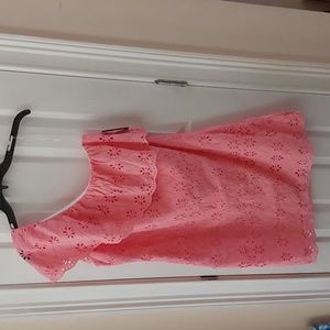Crown & Ivy - Eyelet One/Off Shoulder Coral Dress